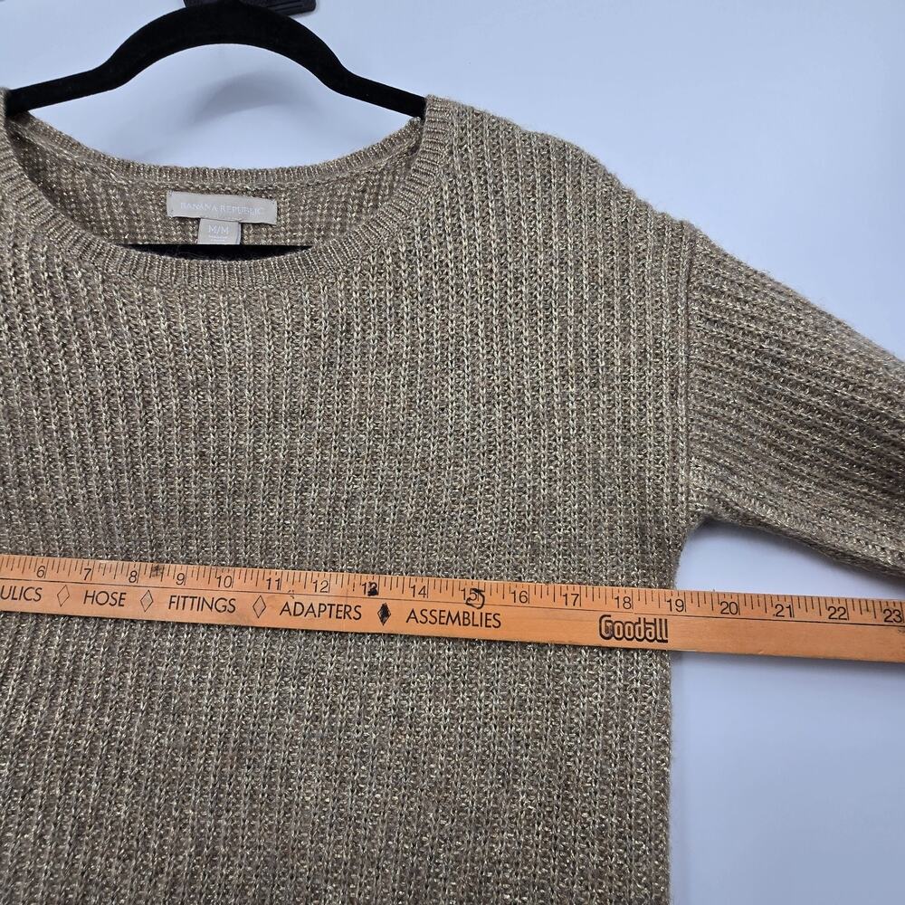 Banana Republic Gold Metallic Alpaca Wool Sweater Womens MED Holiday Minimalist - Picture 8 of 10